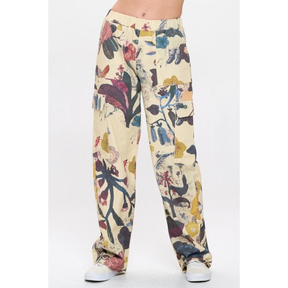 SM Wardrobe Botanical Print Cargo Pants
